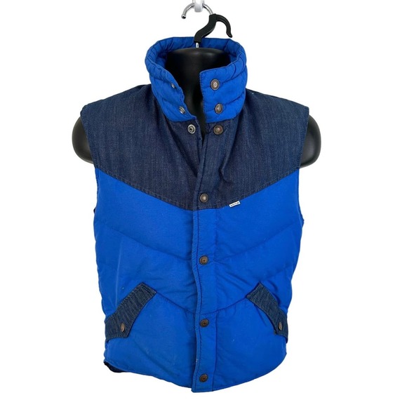 Levi's Jackets & Blazers - Vintage Levi’s Ski Down Puffer Vest Retro Blue Size Small Snap Front Flawed READ
